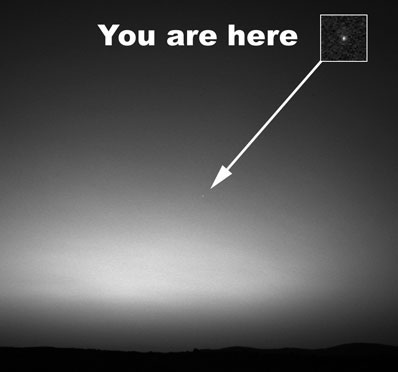Земля, какой она видна с Марса. Фото NASA/JPL/Cornell/Texas A&M