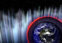 Гамма-лучи поражают атмосферу Земли. Изображение NASA