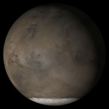 Марс и его южная полярная шапка. Фото с сайта Ames Research Center