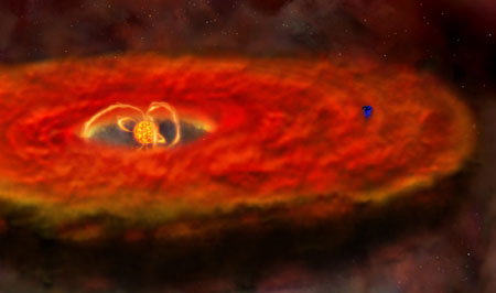 Воздействие гигантских вспышек на протопланетное облако. Изображение CXC/M.Weiss с сайта chandra.harvard.edu