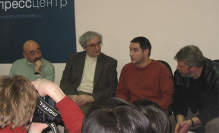 Члены жюри. Слева направо: Андрей Бильжо, Владимир Корсунский, Антон Носик, Дмитрий Муратов. Фото: Грани.Ру