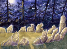 Каменный круг дружинников. Рисунок Джейн Томлинсон с сайта www.rollrightstones.co.uk